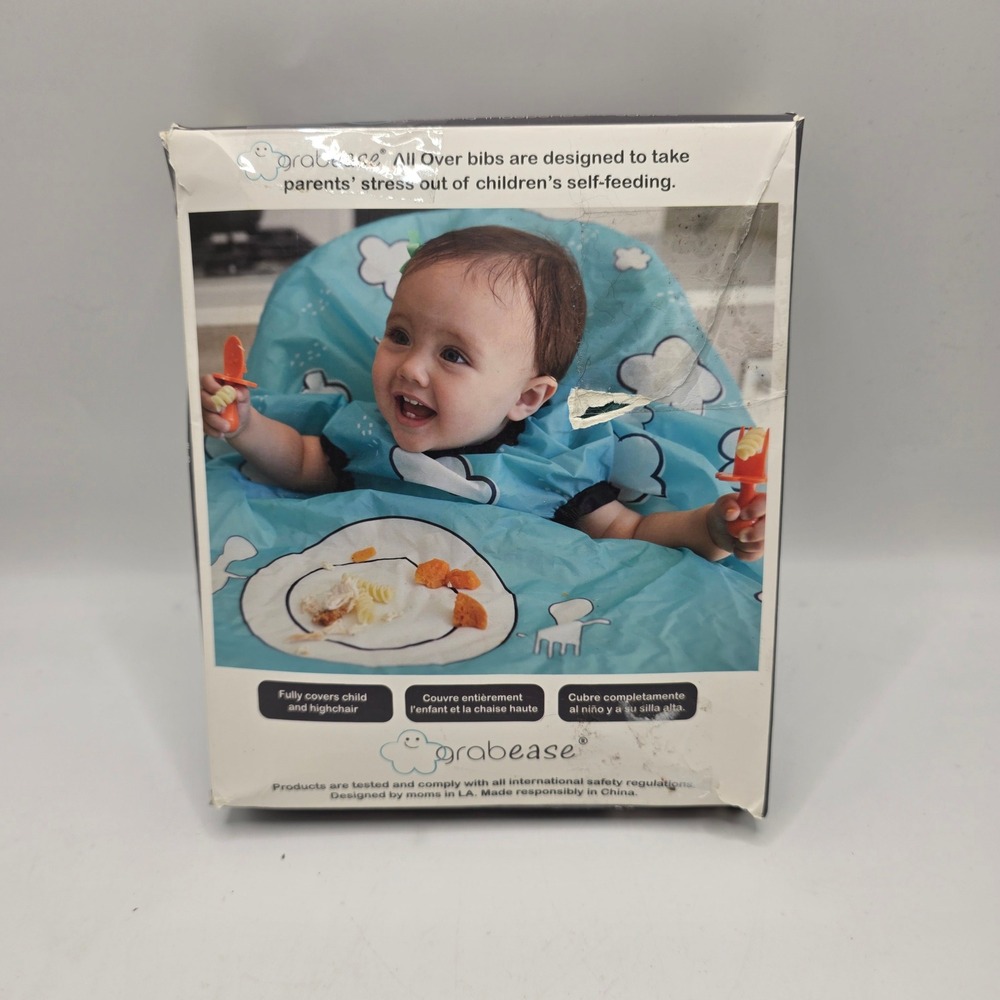 Grabease All Over Bib Baby Blue Cloud Full Coverage High Chair Cover Feeding BLW
